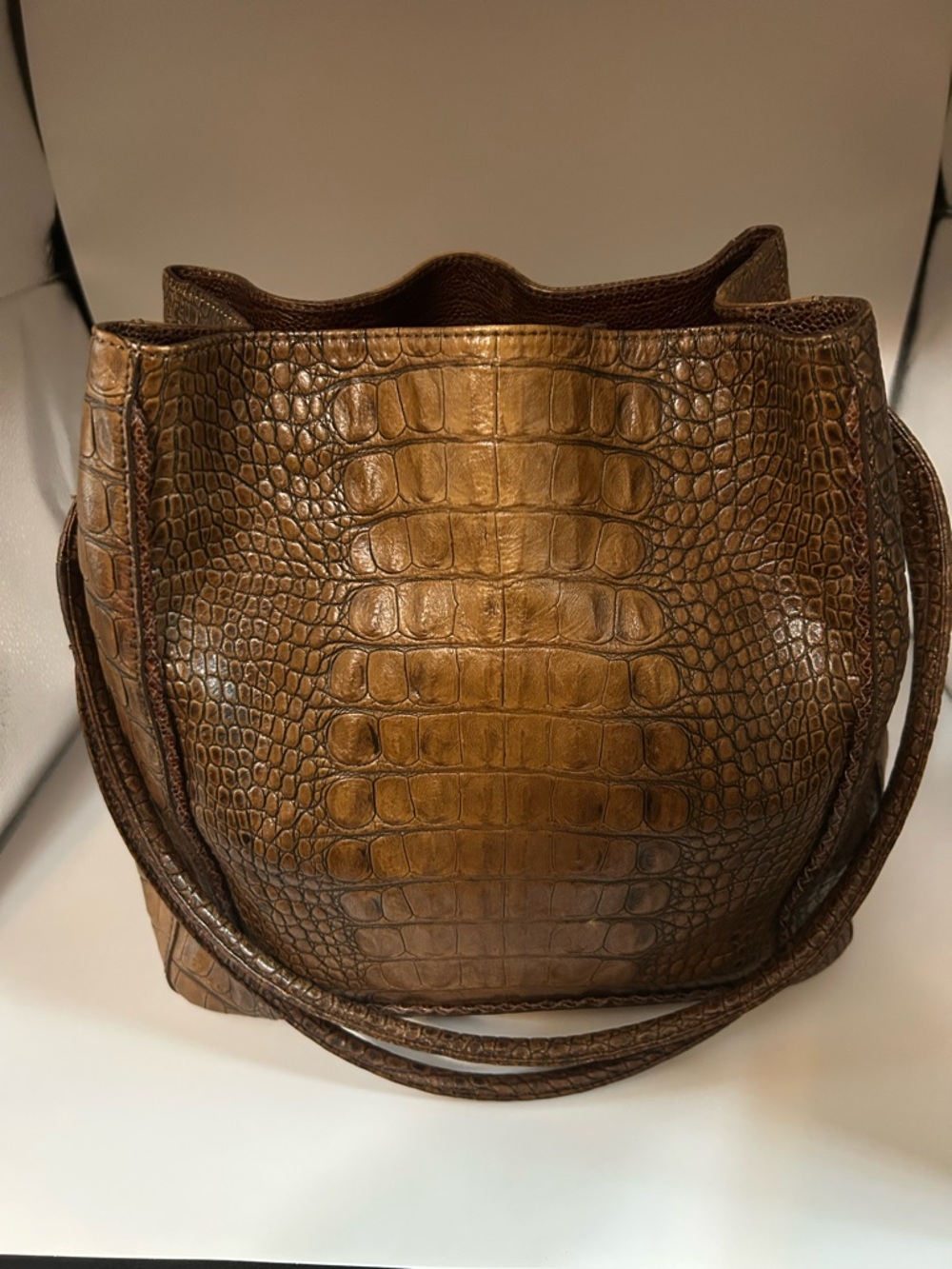Brahmin Vintage Croc-Embossed Mojito Chocolate Harbor - Picture 3 of 17